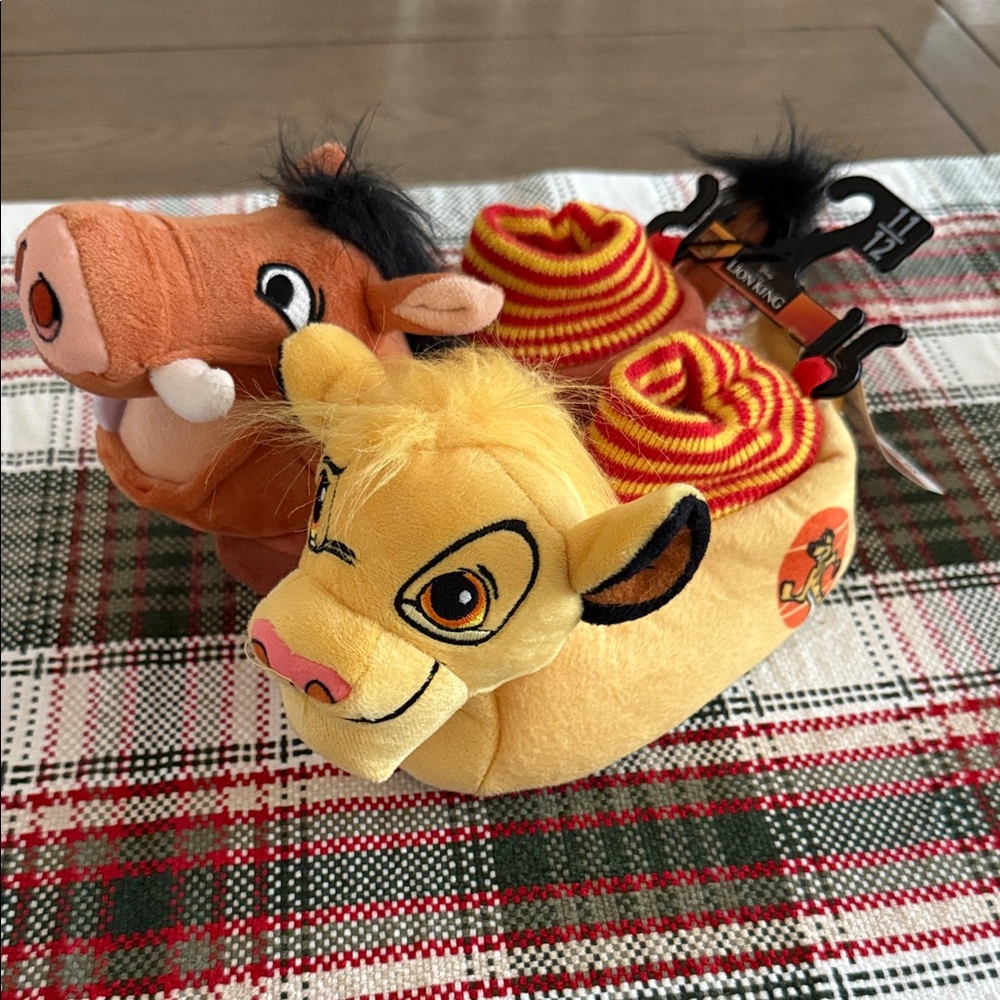 Disney Lion King Simba and Pumbaa Plush Slippers
